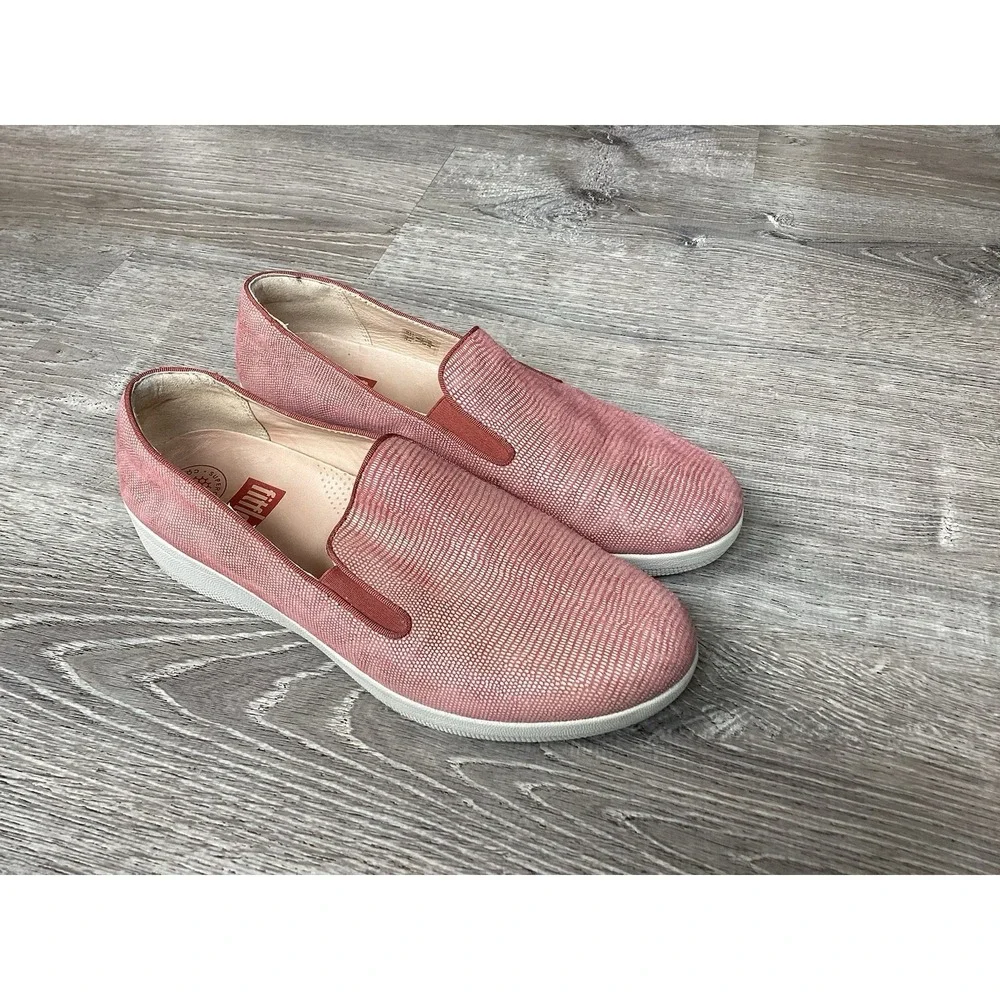 Fitflop superskate Pink Salmon lizard slip on sneakers Womens size 8.5 Shoes